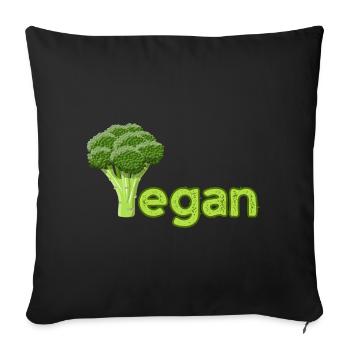 Vibrant Vegan Broccoli Logo - Sofa pillowcase 17,3'' x 17,3'' (45 x 45 cm) - black - Front