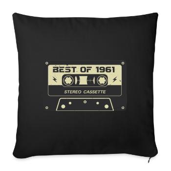 Retro cassette tape 1961 vintage 1961 birthday 1961 - Sofa pillowcase 17,3'' x 17,3'' (45 x 45 cm) - black - Front