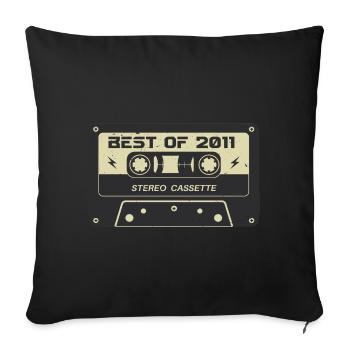 Cassette rétro 2011 millésime 2011 anniversaire 2011 - Housse de coussin décorative 45 x 45 cm - noir - Devant