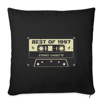 Cassette rétro 1997 millésime 1997 anniversaire 1997 - Housse de coussin décorative 45 x 45 cm - noir - Devant