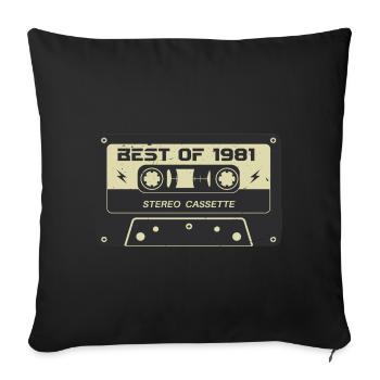 Cassette rétro 1981 vintage 1981 anniversaire 1981 - Housse de coussin décorative 45 x 45 cm - noir - Devant