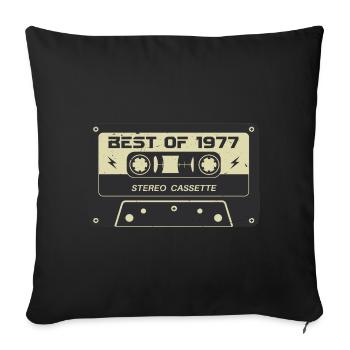 Retro cassette tape 1977 vintage 1977 birthday 1977 - Sofa pillowcase 17,3'' x 17,3'' (45 x 45 cm) - black - Front