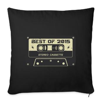 Cassette rétro 2015 millésime 2015 anniversaire 2015 - Housse de coussin décorative 45 x 45 cm - noir - Devant
