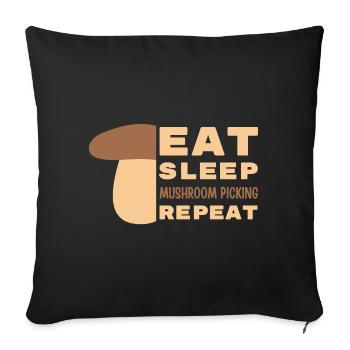 Manger, dormir, cueillir des champignons, répéter - Housse de coussin décorative 45 x 45 cm - noir - Devant