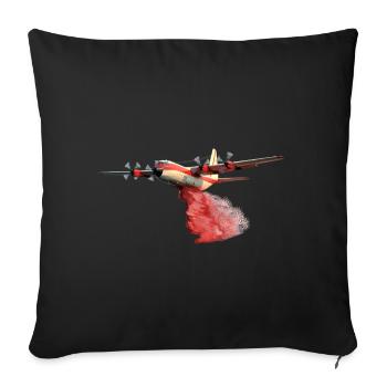 Avion de lutte contre les incendies C-130 - Housse de coussin décorative 45 x 45 cm - noir - Devant