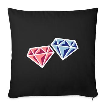 Couple de diamants (symbole de mariage de jeunes mariés / NEG) - Housse de coussin décorative 45 x 45 cm - noir - Devant