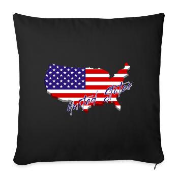 Map of the United States, American Pride - Sofa pillowcase 17,3'' x 17,3'' (45 x 45 cm) - black - Front