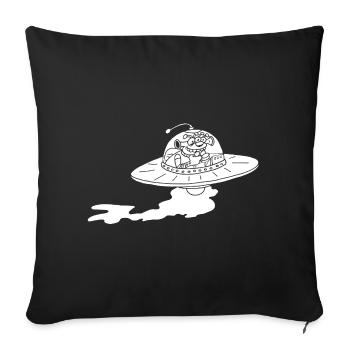 Vaisseau spatial extraterrestre (blanc) - Housse de coussin décorative 45 x 45 cm - noir - Devant