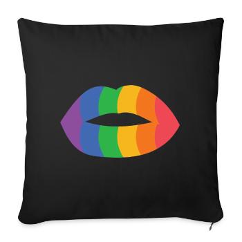 Rainbow Lips Art Print - Sofa pillowcase 17,3'' x 17,3'' (45 x 45 cm) - black - Front