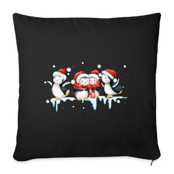 Drôle de pinguin Noël - Housse de coussin décorative 45 x 45 cm - noir - Devant