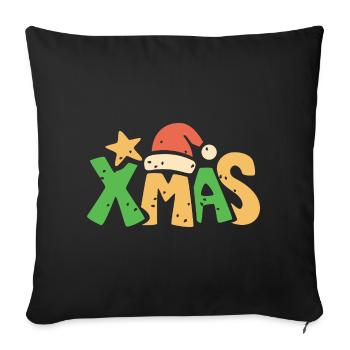 Lettrage de Noël dans le style dessin animé de Noël - Housse de coussin décorative 45 x 45 cm - noir - Devant