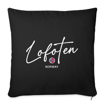 Lofoten - Norway Flag - Norge - Norwegen - Sofa pillowcase 17,3'' x 17,3'' (45 x 45 cm) - black - Front
