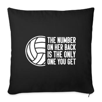 Volleyball son numéro Citation drôle Joueuse de sport - Housse de coussin décorative 45 x 45 cm - noir - Devant