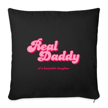 Real Daddy Pink Script Druck - Sofakissenbezug 45 x 45 cm - Schwarz - Vorne