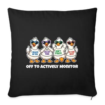 Funny Motivational Ducks Actively Monitor - Sofa pillowcase 17,3'' x 17,3'' (45 x 45 cm) - black - Front
