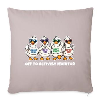Lustige Motivations-Enten Actively Monitor - Sofakissenbezug 45 x 45 cm - helles Taupe - Vorne
