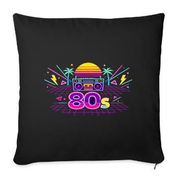 Neon 80s Boombox Sunset - Sofa pillowcase 17,3'' x 17,3'' (45 x 45 cm) - black - Front