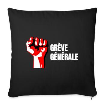 Poing Levé Manif Syndicaliste En grève Générale - Housse de coussin décorative 45 x 45 cm - noir - Devant
