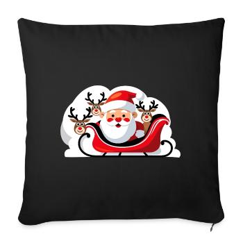 Christmas Santa in a sleigh with reindeer - Sofa pillowcase 17,3'' x 17,3'' (45 x 45 cm) - black - Front