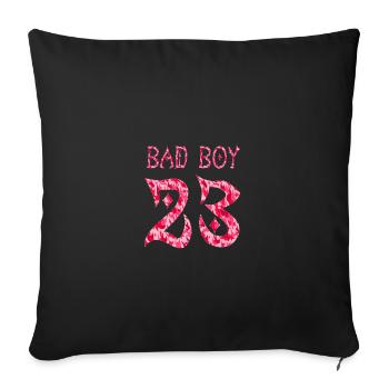 Bad Boy 23 Motif fleuri rose - Housse de coussin décorative 45 x 45 cm - noir - Devant