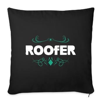 ROOFER Logo with Teal Ornament - Sofa pillowcase 17,3'' x 17,3'' (45 x 45 cm) - black - Front