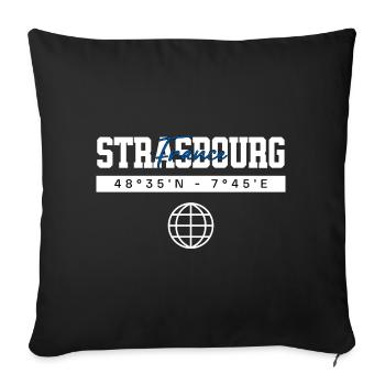 Straßburg Frankreich Koordinaten Reise Souvenir - Sofakissenbezug 45 x 45 cm - Schwarz - Vorne