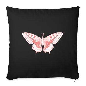 Papillon Rose Éthérée - Housse de coussin décorative 45 x 45 cm - noir - Devant