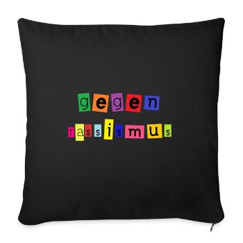 contre le racisme en noir coloré - Housse de coussin décorative 45 x 45 cm - noir - Devant