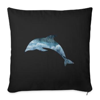 Dolphin sea - Sofa pillowcase 17,3'' x 17,3'' (45 x 45 cm) - black - Front