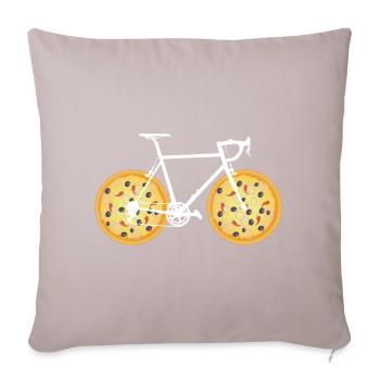 Pizza Fahrrad Pizzabike lustig - Sofakissenbezug 45 x 45 cm - helles Taupe - Vorne