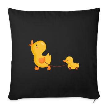 Canard poussin canard jouet bébé - Housse de coussin décorative 45 x 45 cm - noir - Devant