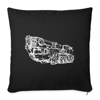 Mobile crane crane crane 5 axle white - Sofa pillowcase 17,3'' x 17,3'' (45 x 45 cm) - black - Front