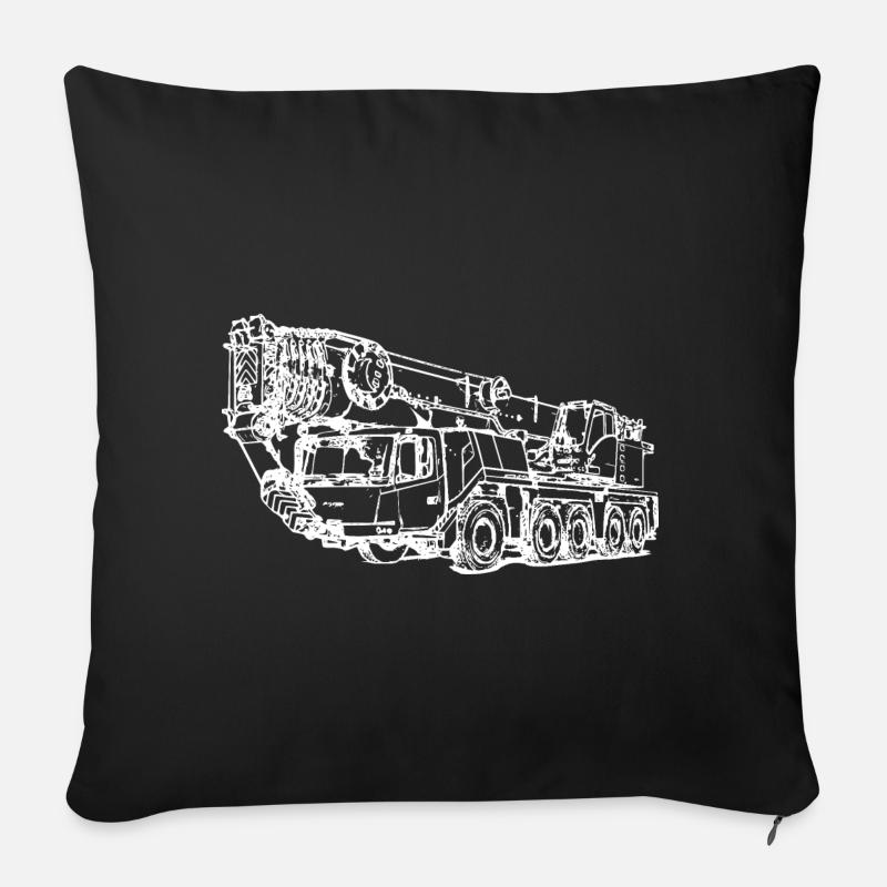 Mobilkran crane Kran 5 Achser weiß - Sofakissenbezug 45 x 45 cm - Schwarz