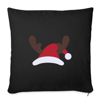 Chapeau de noël père noël bois - Housse de coussin décorative 45 x 45 cm - noir - Devant