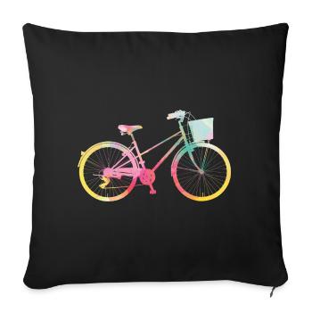 Women's Bicycle Watercolors Bicycle Women - Sofa pillowcase 17,3'' x 17,3'' (45 x 45 cm) - black - Front