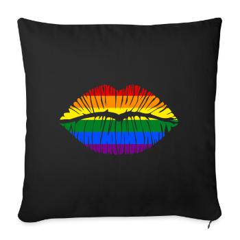 Kussmund LGBTQ+ Regenbogenfarben Flagge PRIDE - Sofakissenbezug 45 x 45 cm - Schwarz - Vorne