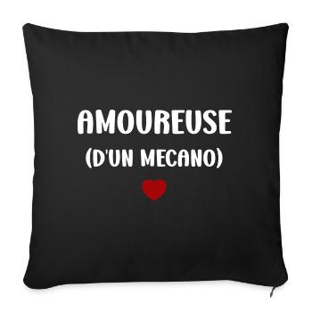Amoureuse d'un mécano - Housse de coussin décorative 45 x 45 cm - noir - Devant
