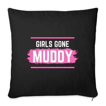 Muddy run shirt mud Matsch Lauf girl Team obstacle - Sofakissenbezug 45 x 45 cm - Schwarz - Vorne