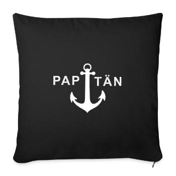 PAPITÄN - Vater - Anker - Geschenkidee - Sofakissenbezug 45 x 45 cm - Schwarz - Vorne