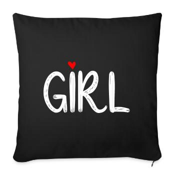 Girl Rotes Herz - Sofakissenbezug 45 x 45 cm - Schwarz - Vorne