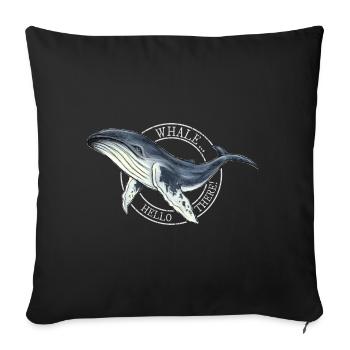 Baleine, bonjour le jeu de mots Humpback Whale Fun - Housse de coussin décorative 45 x 45 cm - noir - Devant