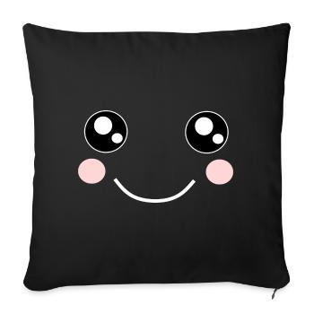 Kawaii, eyes, face - Sofa pillowcase 17,3'' x 17,3'' (45 x 45 cm) - black - Front
