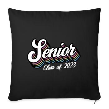 Classe Senior de 2023 Rétro Graduation Party Cadeau - Housse de coussin décorative 45 x 45 cm - noir - Devant