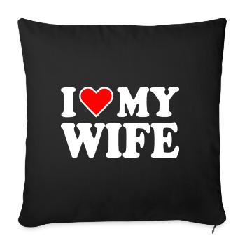 I love my wife - Housse de coussin décorative 45 x 45 cm - noir - Devant