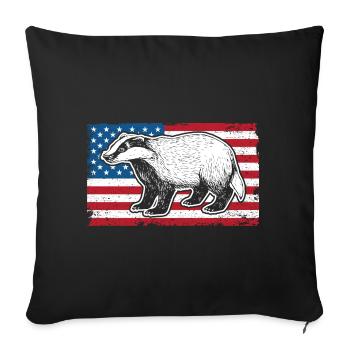Honey Badger American Flag For A Patriot Honey - Sofa pillowcase 17,3'' x 17,3'' (45 x 45 cm) - black - Front