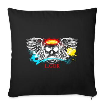 L.Gor stylischer Totenkopf - Sofakissenbezug 45 x 45 cm - Schwarz - Vorne