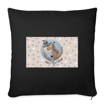 Endlich KITAKIND Pferd mit Schultüte BLAU - Sofakissenbezug 45 x 45 cm - Schwarz - Vorne