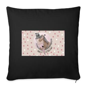 Endlich SCHULKIND Pferd mit Schultüte Rosa - Sofakissenbezug 45 x 45 cm - Schwarz - Vorne