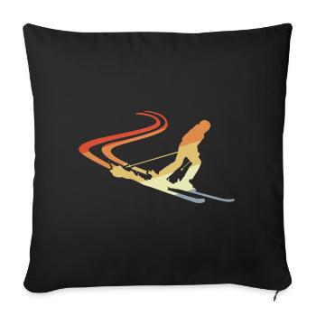 Funny Skier Drawing - Sofa pillowcase 17,3'' x 17,3'' (45 x 45 cm) - black - Front