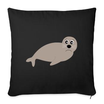 Sceaux, phoques, phoques, phoques animaux - Housse de coussin décorative 45 x 45 cm - noir - Devant